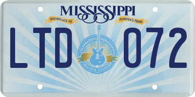 MS license plate LTD072