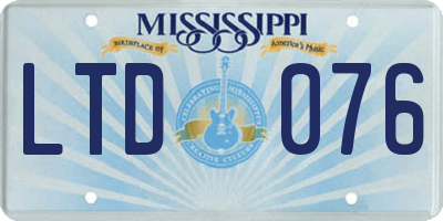 MS license plate LTD076