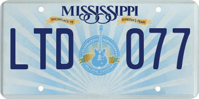 MS license plate LTD077