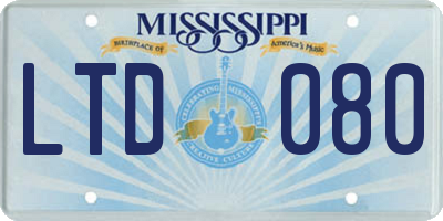 MS license plate LTD080