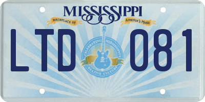 MS license plate LTD081