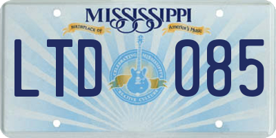 MS license plate LTD085