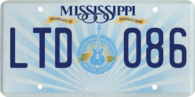 MS license plate LTD086