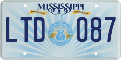 MS license plate LTD087