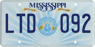 MS license plate LTD092