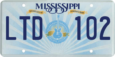 MS license plate LTD102