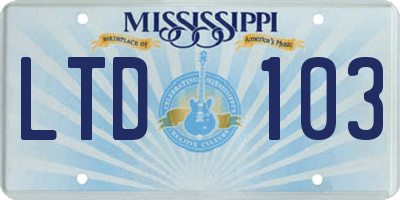 MS license plate LTD103