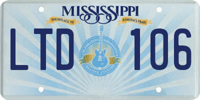 MS license plate LTD106