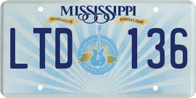MS license plate LTD136