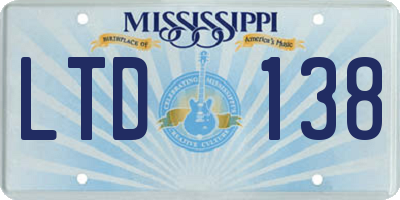 MS license plate LTD138