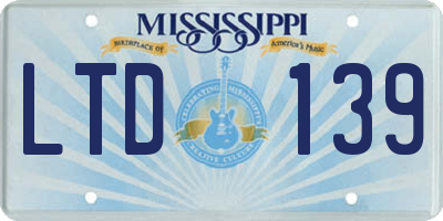 MS license plate LTD139