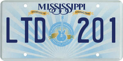 MS license plate LTD201