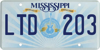 MS license plate LTD203