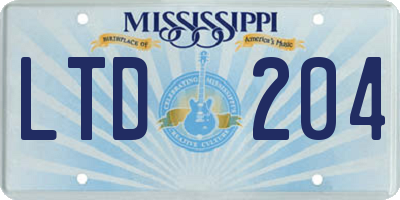 MS license plate LTD204