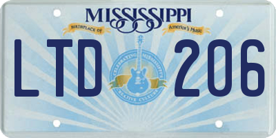 MS license plate LTD206