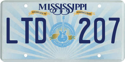 MS license plate LTD207