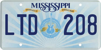 MS license plate LTD208