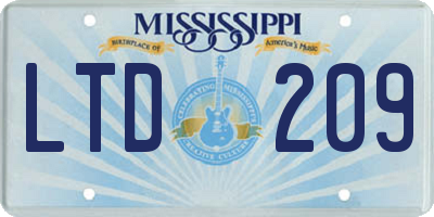 MS license plate LTD209