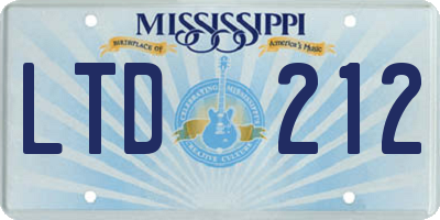 MS license plate LTD212