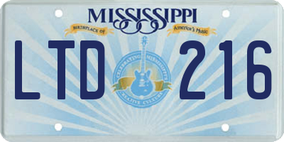 MS license plate LTD216