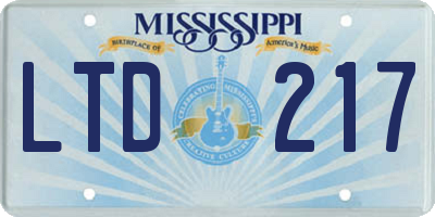 MS license plate LTD217