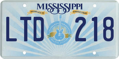 MS license plate LTD218
