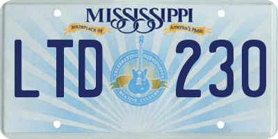 MS license plate LTD230