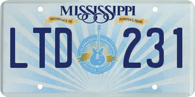 MS license plate LTD231