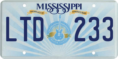 MS license plate LTD233