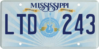 MS license plate LTD243