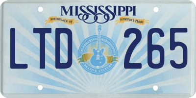 MS license plate LTD265