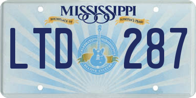 MS license plate LTD287