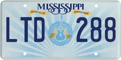 MS license plate LTD288