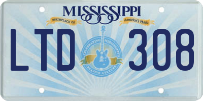 MS license plate LTD308