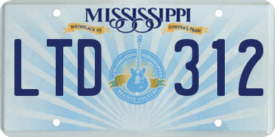 MS license plate LTD312