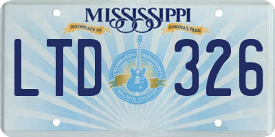 MS license plate LTD326