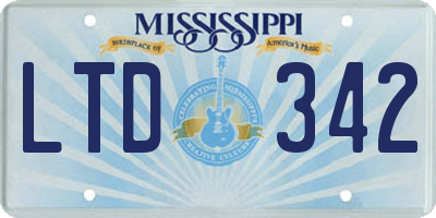 MS license plate LTD342