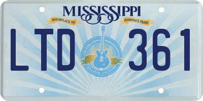 MS license plate LTD361