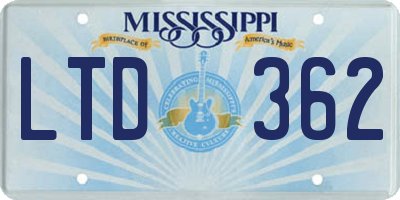 MS license plate LTD362