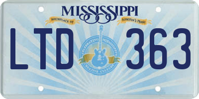 MS license plate LTD363