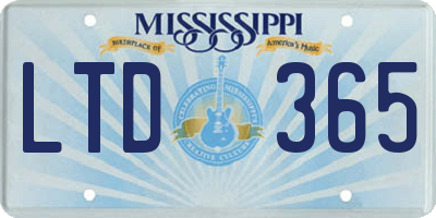 MS license plate LTD365