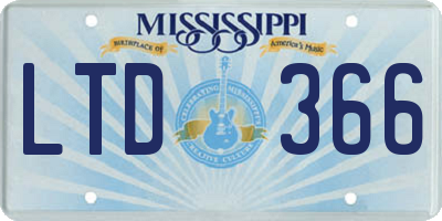 MS license plate LTD366