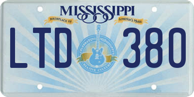 MS license plate LTD380