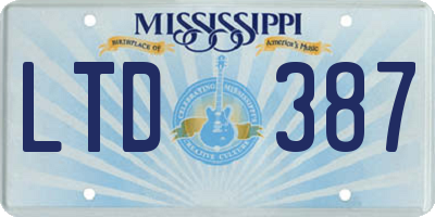 MS license plate LTD387