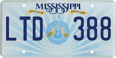 MS license plate LTD388