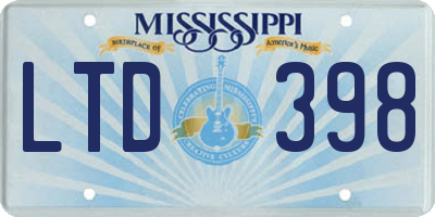 MS license plate LTD398