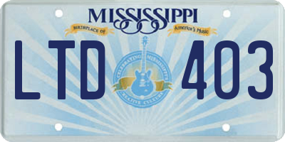 MS license plate LTD403