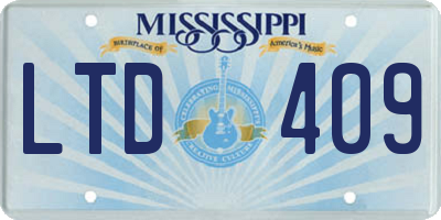 MS license plate LTD409