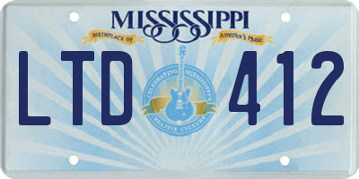 MS license plate LTD412