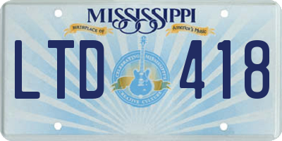 MS license plate LTD418
